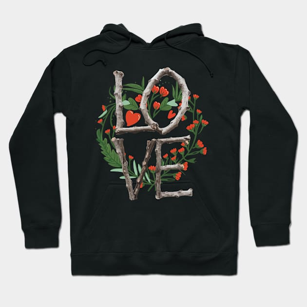 LOVE garden twigs hearts and flowers Hoodie by Tezatoons